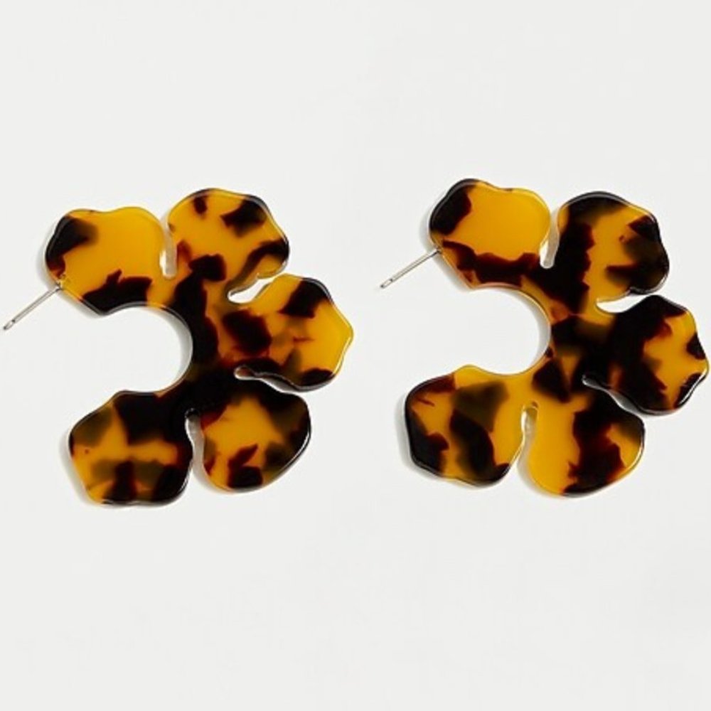 NWOT-J CREW-Open hoops earrings in tortoise